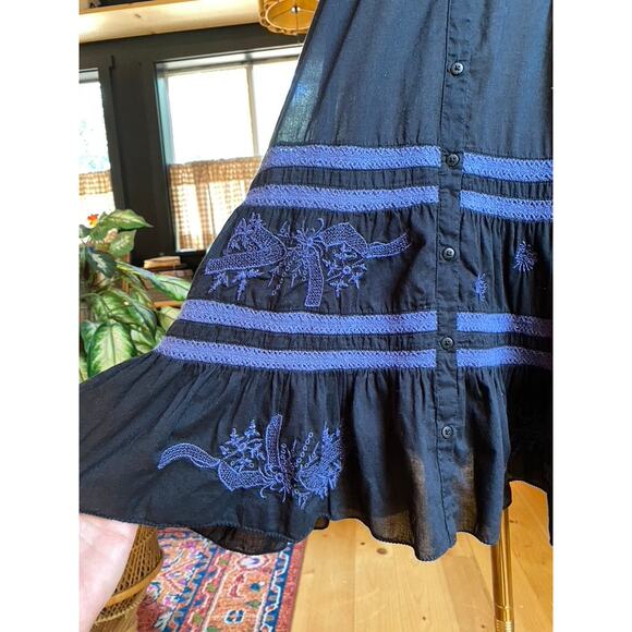 Vintage Embroidered Dress Sheer Black - Picture 7 of 11